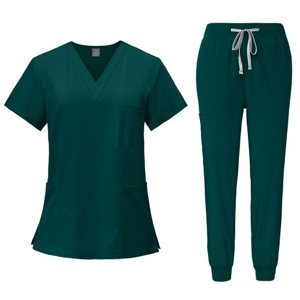 Women's Clothing Quick Drying Elastic Hand Washing Clothes, Doctor's Short Sleeved Work Clothes, Female Hospital Operating Room Split Suit_ecoleips.com