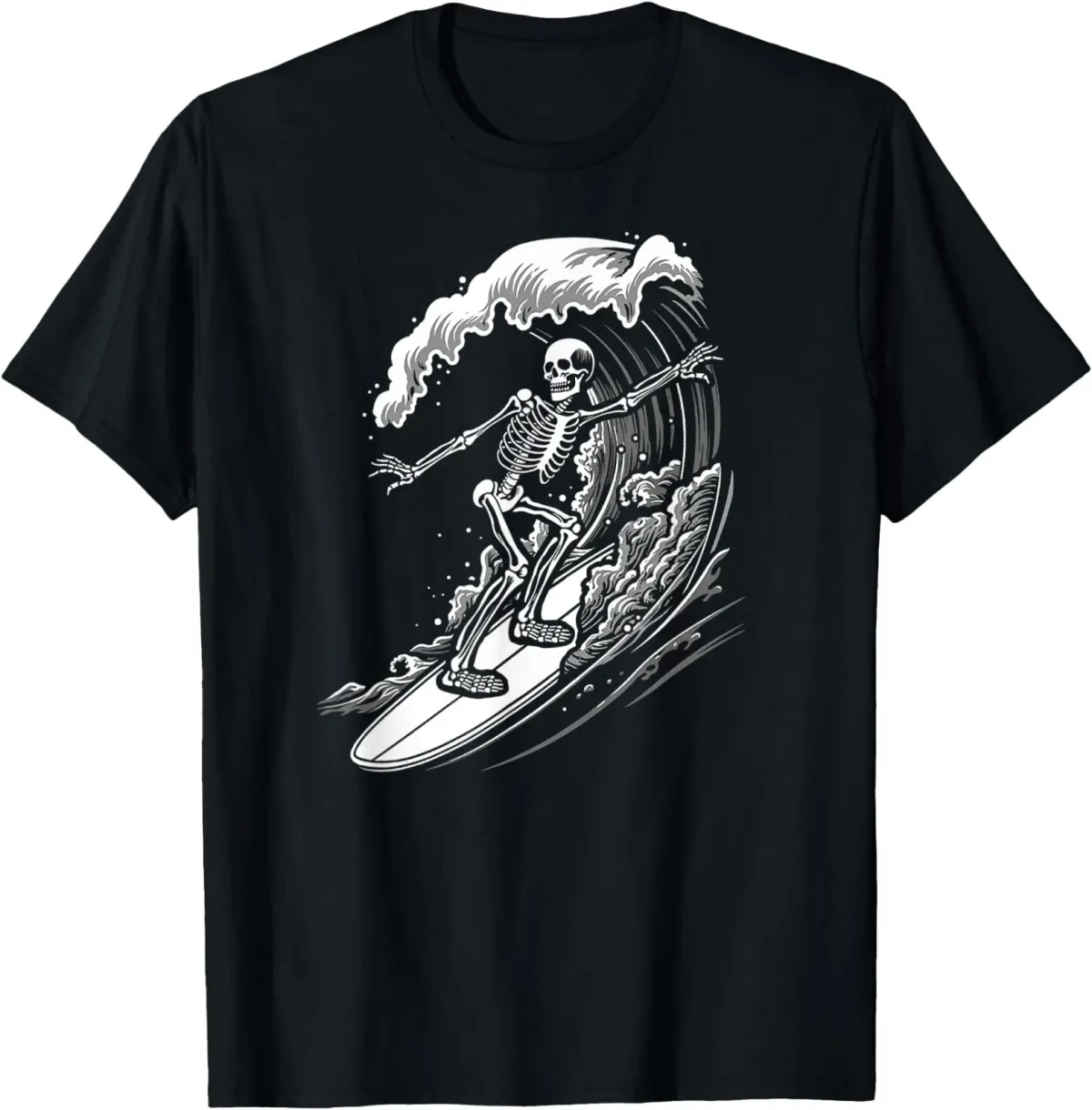 Women's T-Shirts Skeleton Skull Surfer Creepy Beach Summer Goth Vacation Men Women Kids T-Shirt_ecoleips.com