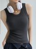 K Thread Lined Camisole With Chest Cushion, Solid Color Inside And Out, And A Top That Covers The Breasts_ecoleips.com