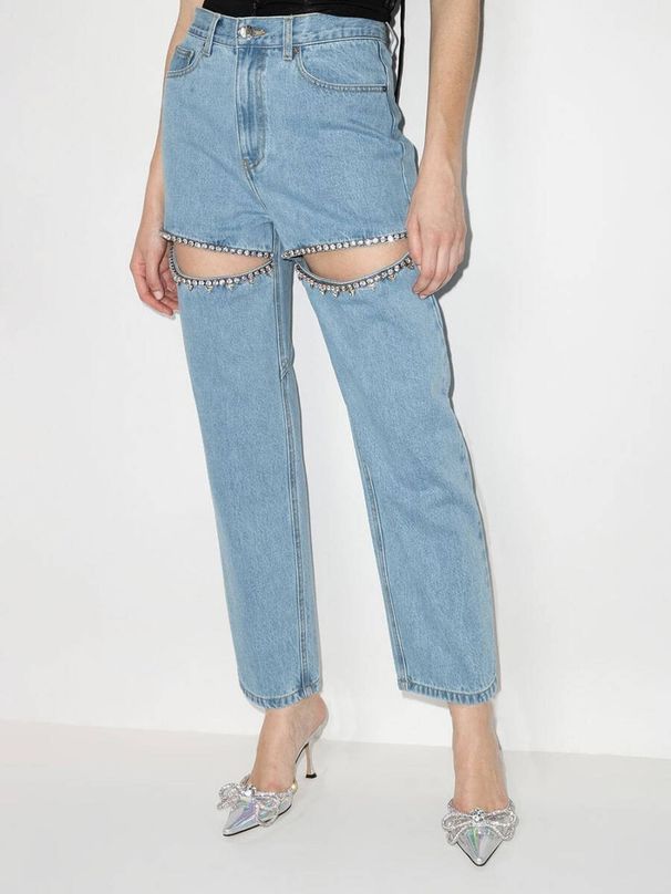 Women's Clothing Versatile Slim Deep Light Blue Jeans Women's Autumn New Straight Tube Loose High Waist Trousers_ecoleips.com