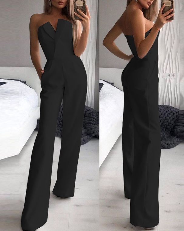 New Chinese Style Jumpsuit Dress Slant Placket High Waisted Elegant Commuter Long Jumpsuit Dress For Women Daily Office Wear_ecoleips.com