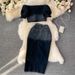 Women's Clothing Denim Skirt Mid-length High Waist Split A- Line Long Skirt Hip Skirt Two-piece Suit High Waist Short Top_ecoleips.com