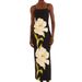 Slim Fit Off Shoulder Halter Dress Floral Print Color Block Style Spring Summer Long Skirt Women's Clothing_ecoleips.com