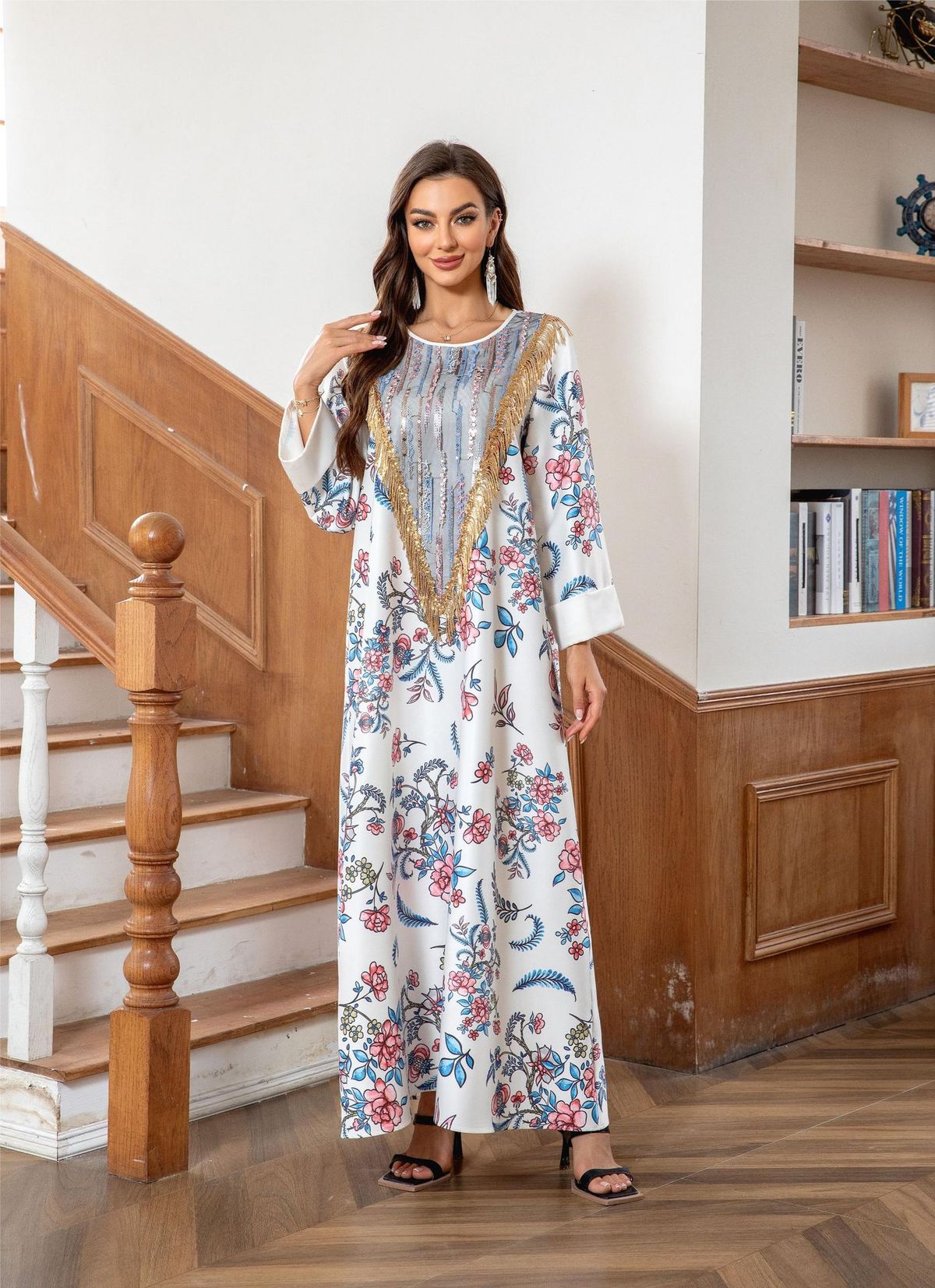 Muslim Women's Robe Printed Fashionable And Elegant Dress_ecoleips.com