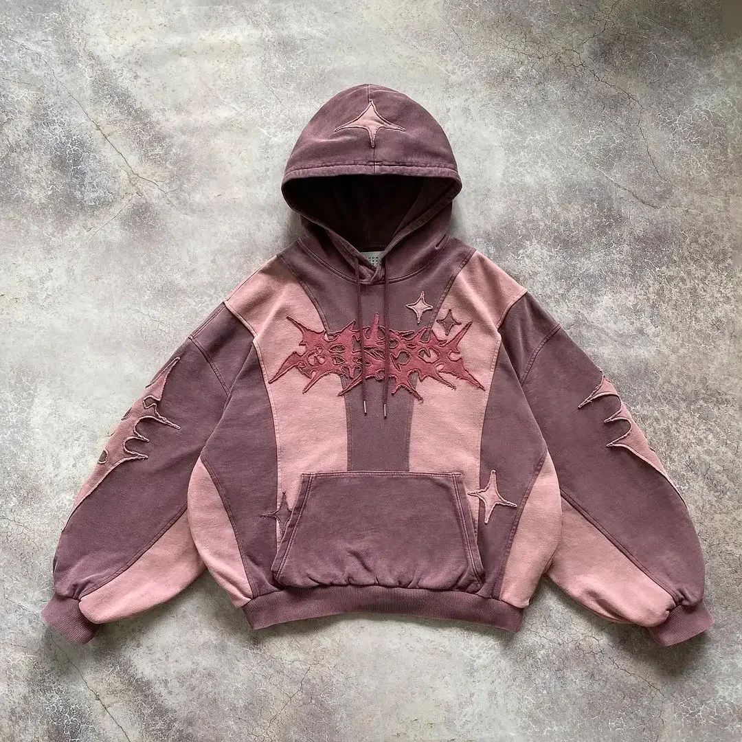 Women's Embroidered Hoodie Oversized Pullover Long Sleeve Y2K Streetwear Fashion Casual Top_ecoleips.com