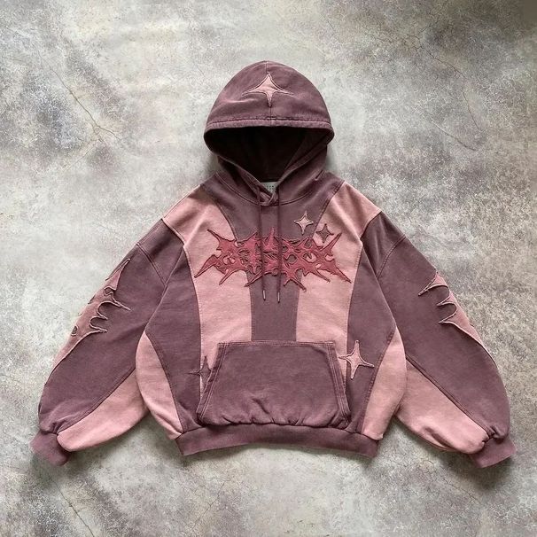 Women's Embroidered Hoodie Oversized Pullover Long Sleeve Y2K Streetwear Fashion Casual Top_ecoleips.com
