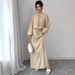 Women's Retro Artistic Long Sleeve Tie Waist Dress Set Springtime Elegance Casual Fashion Cotton Polyester Full Length Pant Set_ecoleips.com