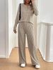 Women's Clothing Fashion Casual Straight Pants Temperament Loose Button Pit Striped Knitted Suit_ecoleips.com