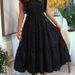 Women's Clothing New Black Full Body Flash Hot Diamond Small Flying Sleeve Waist Ruffle Long Skirt_ecoleips.com