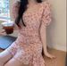 Korean Style Gentle Floral A-Line Mini Skirt Slimming Trendy Design New Summer Dress for Women_ecoleips.com