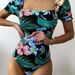 Women's Floral Print One Piece Swimsuit Triangle Design Cross Strap Bikini Swimwear European American Style Summer Vacation_ecoleips.com