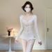 Women's Slimming One Piece Swimsuit Long Sleeve Solid Color Conservative Fitted With Underwire For Hot Springs Two Piece Design_ecoleips.com