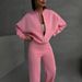 Women's Zipper Cardigan & Straight Pants Set – Autumn/Winter Casual Suit (S-XL, Light Gray/Dark Blue/Pinkish/Black/Red)_ecoleips.com