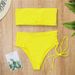 High Waisted Sexy Chest Strap Bikini Solid Color Split Design European American Style Cross Border Foreign Trade Swimsuit for Women XL016_ecoleips.com