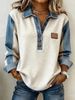 Women's Loose Long Sleeve Collared Pullover Sweatshirt European American Style Digital Print Color Block New 2026_ecoleips.com