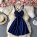 Petite Strapless Mini Dress V Neck Backless Sleeveless Fitted Waist a Line Nightclub Style Sexy Women's Clothing_ecoleips.com