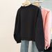 Korean-style Real-shot Plus-size Round-neck Sweatshirt Without Hood Women, Loose-fitting, Thin, Embroidered Long-sleeve_ecoleips.com