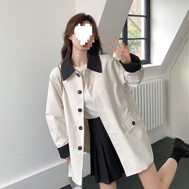 White Mid-length Trench Coat Women, 2025 New Autumn Style, Super Stylish For Petite Figures, Korean And Japanese Style_ecoleips.com