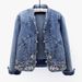 Women's Stretch Denim Jacket With Chinese Embroidery - Slim Fit Short Casual Spring Autumn Vintage Coat_ecoleips.com