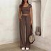 Women's Slim Fit Two Piece Suit Short Sleeve Trousers Y2K Casual Spring Summer Commuter Suit_ecoleips.com
