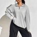 Women’s Half-Zip Sweatshirt – Loose Fit Fleece Pullover (Light Gray/Dark Gray/Rose Red/Black/Apricot, XS-XXL)_ecoleips.com