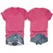 2025 European And American Cross-Border V-Neck Reversible Printed T-Shirt Summer Export Loose Casual Women's Top Short_ecoleips.com
