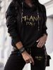 Minimalist Letter Print Hoodie And Jogger Set Casual Two-Piece Outfit for Women in Black/White Sizes S-XXL_ecoleips.com