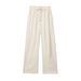 Suitable For All Seasons 2025 Spring Summer New Women's Casual Linen Elastic Waist Solid Color Wide Leg Pants_ecoleips.com