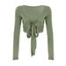 New Personality Hot Deep V Open Chest Design Sense Lace Up Show Figure Navel Top Cardigan Women_ecoleips.com