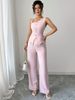 Summer Women's Off-Shoulder Suspender Suit Vest Sleeveless Straight Leg Pants Clothing_ecoleips.com