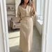 Summer Women's Slim Fit Long Sleeve Dress Style Versatile Lapel Button H-Line Straight Everyday Clothing_ecoleips.com