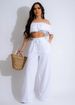 Women's clothing new style suit temperament one shoulder ruffled short top wide leg trousers suit_ecoleips.com