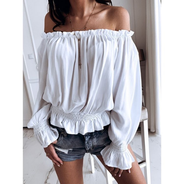 Women's Sexy Off-Shoulder T-Shirt – Slim Fit Casual Top For Women (Solid Color, Stretchy & Flattering)_ecoleips.com