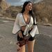 New Trending Sexy Mini Dress V Neck Lace Up Long Sleeve Cropped Top For Fashionable Hot Girls This Season_ecoleips.com