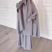 Middle Eastern Women's Two-Piece Robe Set With Headscarf And Bell Sleeves Loose Solid Color Long Dress Turkey_ecoleips.com