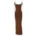 Women's Sexy Solid Color Halter Backless Ruched Bodycon Maxi Dress – Summer Party Gown 2026_ecoleips.com