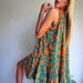 Women's Clothing Sleeveless Printed Lace Up Dress_ecoleips.com