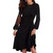 2024 New European American Round Neck Pullover Fashion Long Sleeve Slim Fit Slit Dress For Autumn And Winter_ecoleips.com