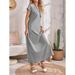 Women's Clothing Summer New Simple Style Women's Round Neck Short Sleeve Loose Casual Long Solid Color Dress_ecoleips.com