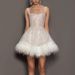 women's dress party sexy chest wrap suspender skirt feather sequin dress_ecoleips.com