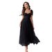 "Elegant Tulle Layered Dress – Romantic A-Line Midi Dress With Sheer Detail_ecoleips.com
