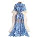 Elegant Lace Mermaid Evening Dress With Rhinestone Buttons - High Waist Tailored Fit Formal Gown For Women (Pink/Blue/White, S-Xxl)_ecoleips.com