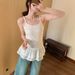Summer New Style Pure And Desirable Self-made Light Ballet Lace Hem Camisole Women, Suitable For Single Wear Or_ecoleips.com