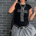 Women's Casual Oversized T-Shirt Asian Cross Print Copper Foil Short Sleeve Comfortable Loose Fit Street Style Top_ecoleips.com