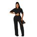 Women's Clothing Solid Color Casual Loose Two Piece Short Sleeved Trousers_ecoleips.com