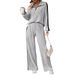 Women's Clothing Large Size Casual Suits For Women Autumn New High End Design Sweater Wide Leg Pants Two Piece Suit_ecoleips.com