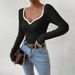 Elegant V-Neck Knit Top For Women - Slim Fit, Versatile & Sexy Basic Layering Piece In Beige, Black & Camel_ecoleips.com