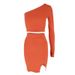 AC374 Autumn/Winter New European And American Cross-Border Women's Clothing Solid Color Knit Asymmetrical Neck Top Long_ecoleips.com
