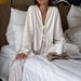 White Floral Print Sleeve Long Pants Loose Wearable Pajama Set European And American Autumn Cross-Border Homewear_ecoleips.com