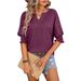 European And American Cross-Border Women's Clothing 2025 Summer New Loose V-Neck Batwing Sleeve Colorful Cotton_ecoleips.com